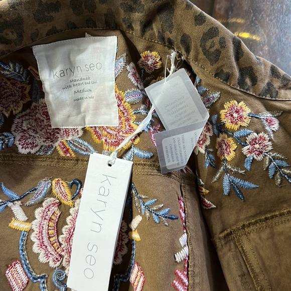 Karyn Seo Floral Embroidered Leopard Print Ayanna Statement Jacket - Picture 11 of 12